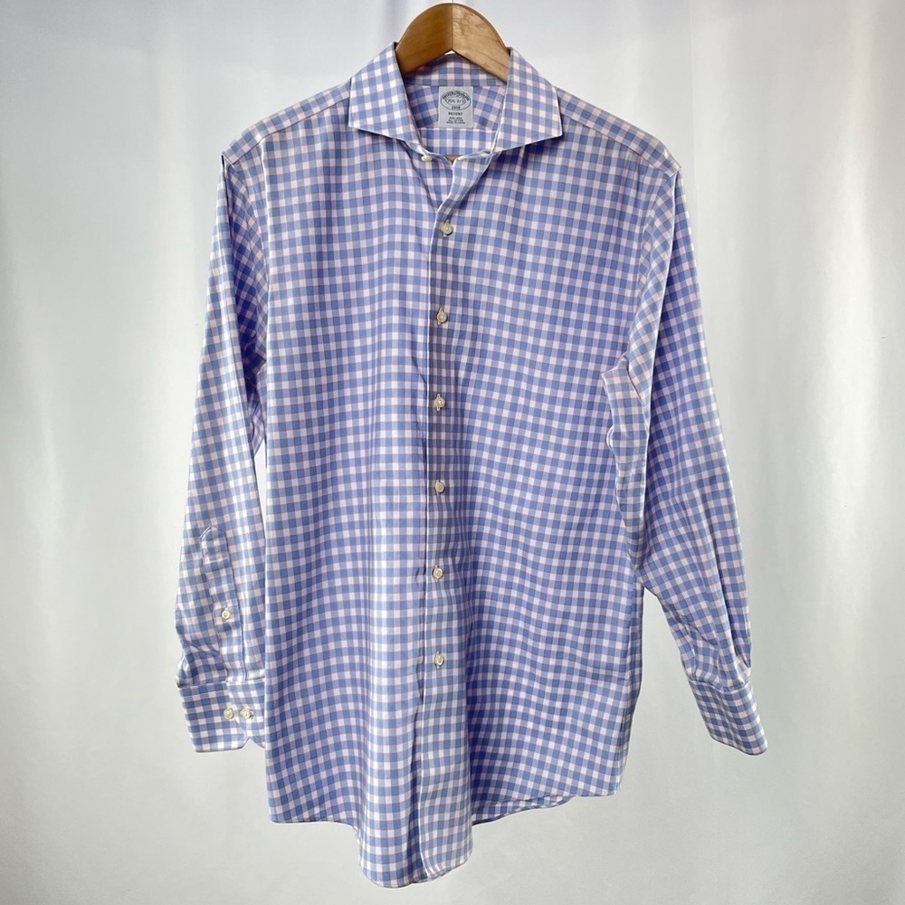 Brooks Brothers Regent Non Iron Cotton Long Sleeve Button Up Shirt in Blue 15.5